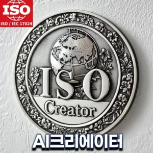 ISO 인증 메달 이미지와 "ISO/IEC 17024 인공지능지도사" 및 "AI크리에이터" 텍스트가 포함된 디자인